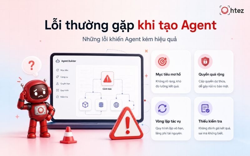 Vague prompts, overly broad permissions, and missing stopping conditions are common mistakes when creating a Claude Agent