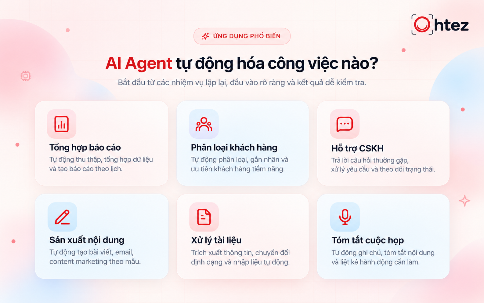 AI Agents support reporting, lead qualification, and document processing